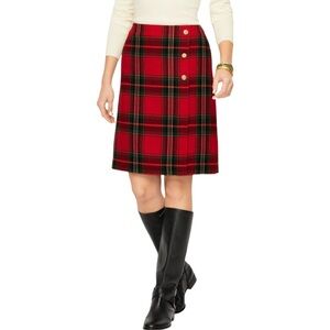 Talbots Petite Classic Rec Plaid A-Line Skirt Wool Blend 4 Petite
